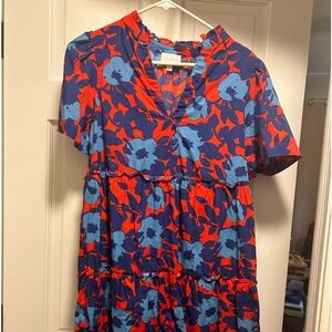 Floral red and blue mini dress